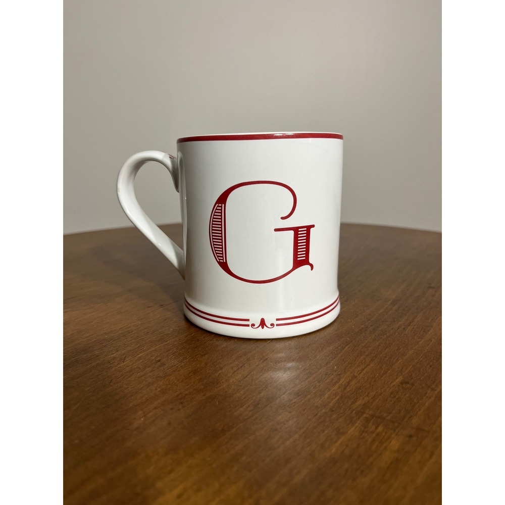 Sur La Table White‎ and Red G Initial Coffee Tea Mug